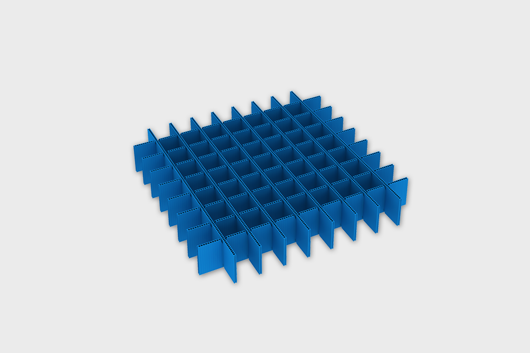 Image of a Corram box divider made from polypropylene corrugated sheets