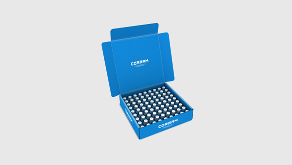 Image of a Corram product packaging made from polypropylene corrugated sheets
