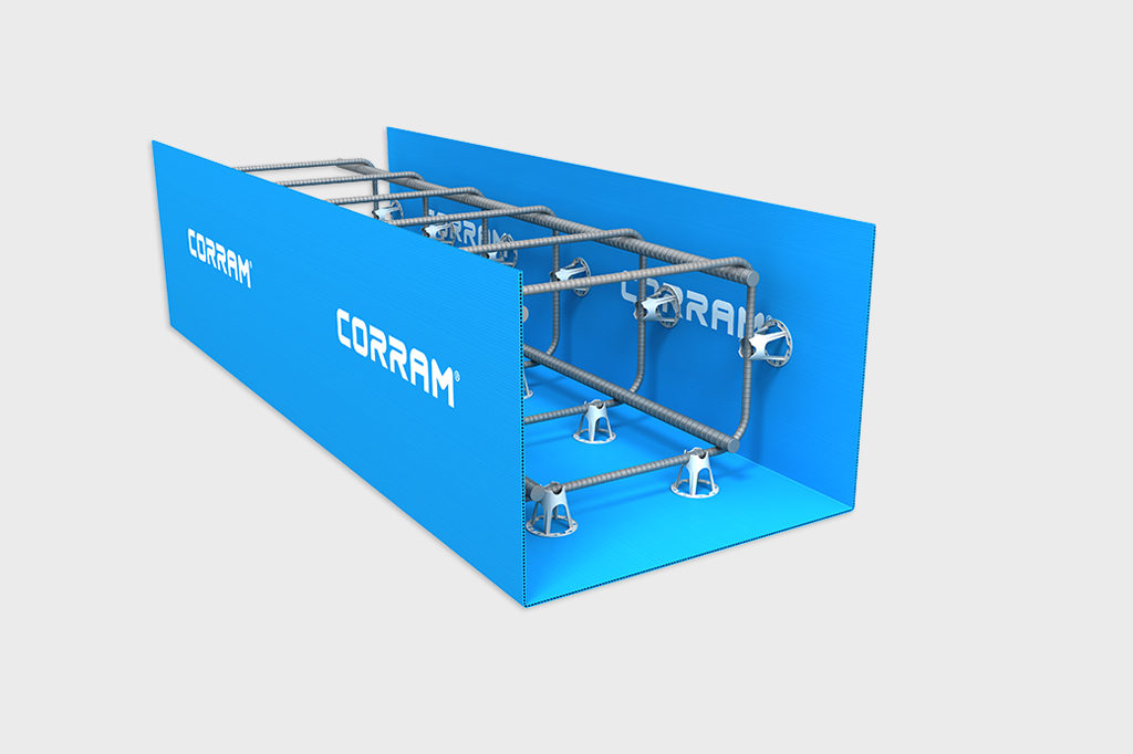 Image of a Corram beam formwork made from polypropylene corrugated sheets