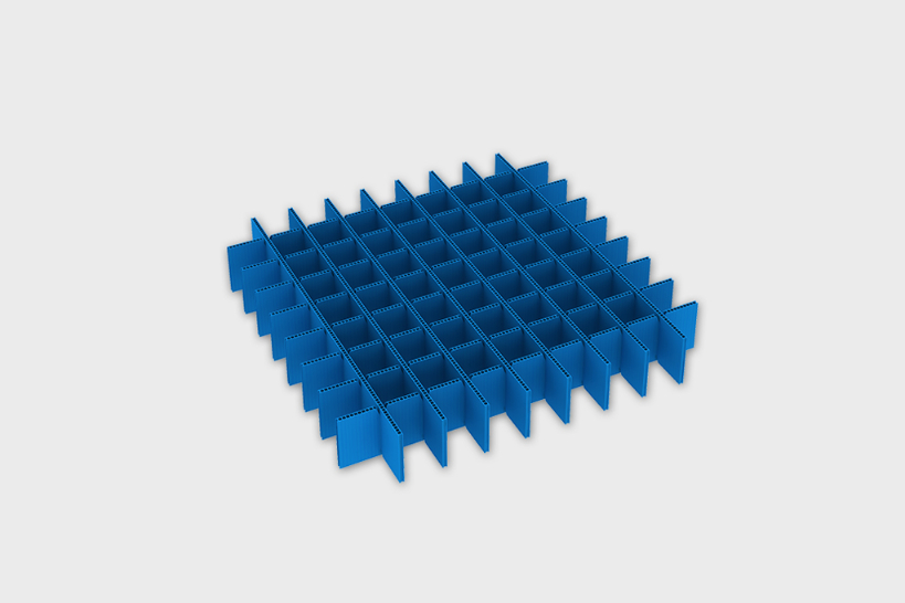 Image of a Corram box divider made from polypropylene corrugated sheets